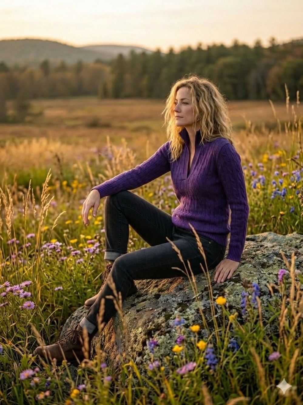 Ralph Lauren Open Front Cable Knit Purple Sweater